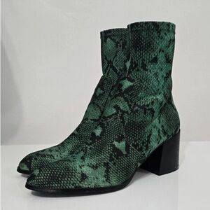 ASOS Emerald Snake Print Heeled Boots